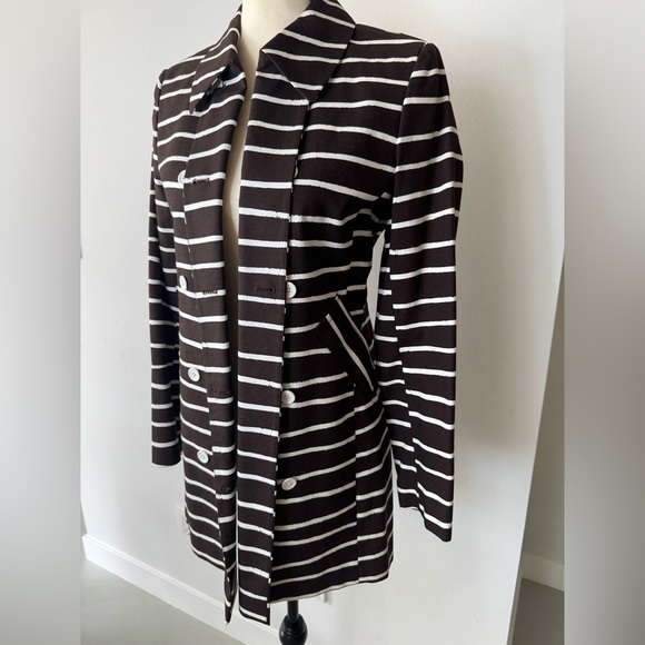 Isaac Mizrahi Brown & White Striped Blazer – Size 4 - Picture 4 of 17